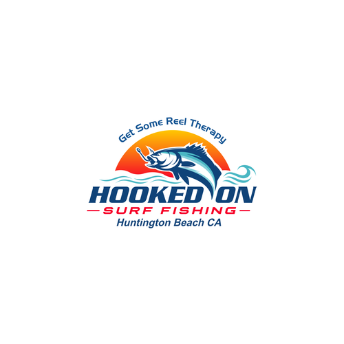 Adventure logo with the title 'Hooked On Surfishing Logo'
