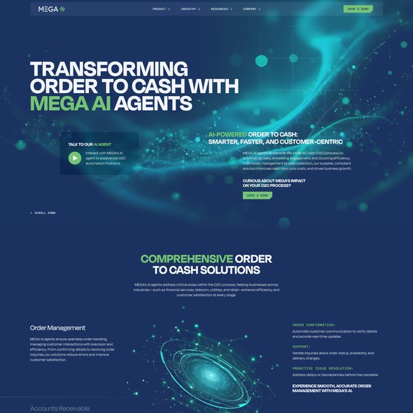 Landing page website with the title 'Landing page for a pioneering AI voice agent company'