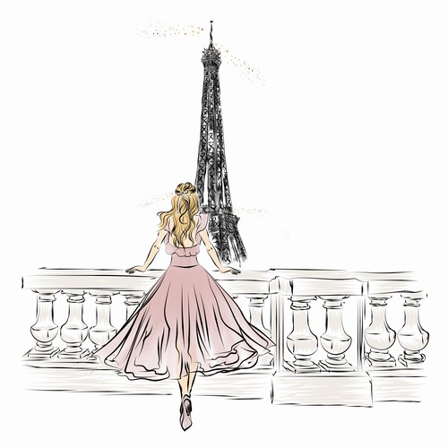 Women's fashion design with the title 'Paris sketch illustration '