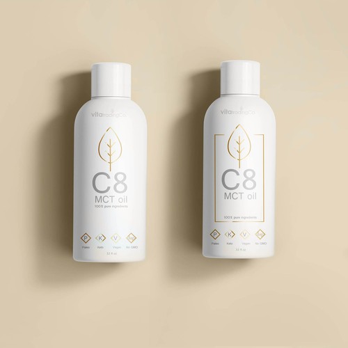 Gold label with the title 'Bottle packaging minimalist'