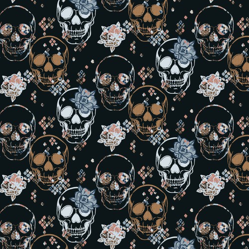Print artwork with the title 'Skull pattern for leggings'
