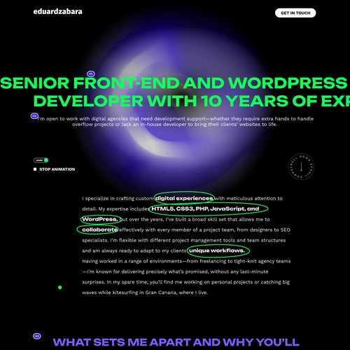 Bright website with the title 'Design for a frontend developer'