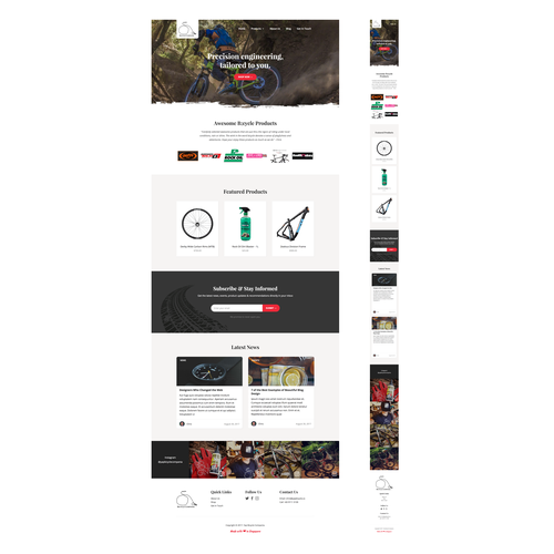 Rustic website with the title 'Website design concept for an e-commerce bike store'