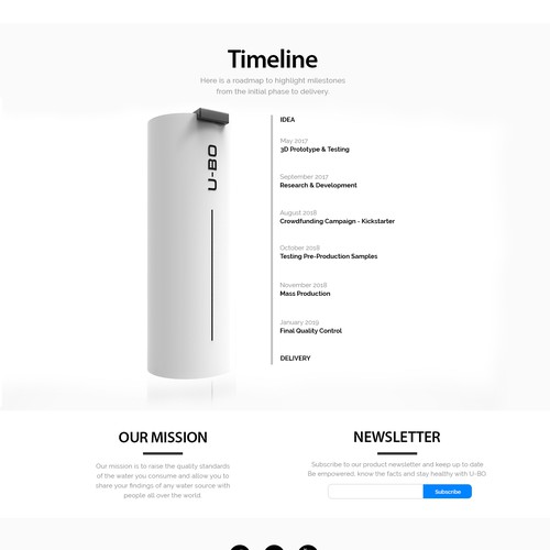 White website with the title 'Clean Landing Page desain for U-Bo'