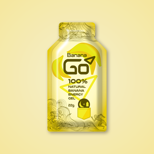 Banana design with the title 'Natural Energy Gel for Active Person'
