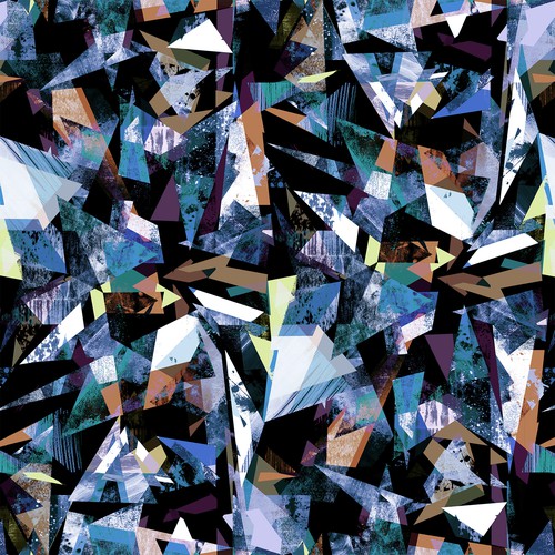 Textile illustration with the title 'Textured triangles'