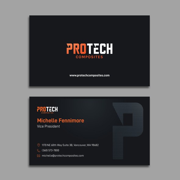 Sleek design with the title 'A sleek, industrial, black business card'