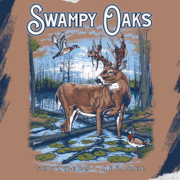 Hunter design with the title 'Swampy Oaks'