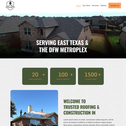 Design with the title 'Pinecrest Roofing & Construction Design'