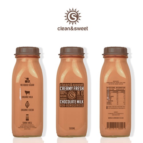 Simple label with the title 'Bold, modern, sleek Milk bottle design'