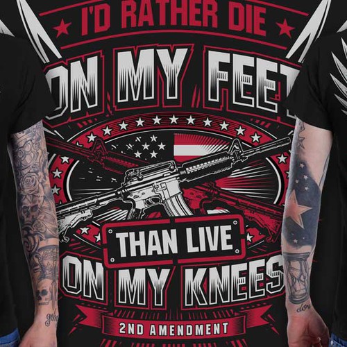 American t-shirt with the title 'Badass Gun Lovers Tee - Winner Guaranteed'