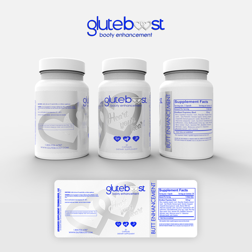 Textured design with the title 'Supplement label for gluteboost'