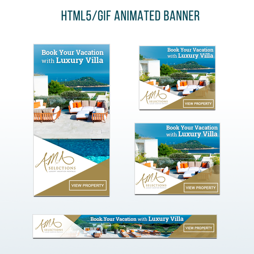 HTML5 design with the title 'Flash Adsense Banners Design for Luxury Vacation Rental Agency'
