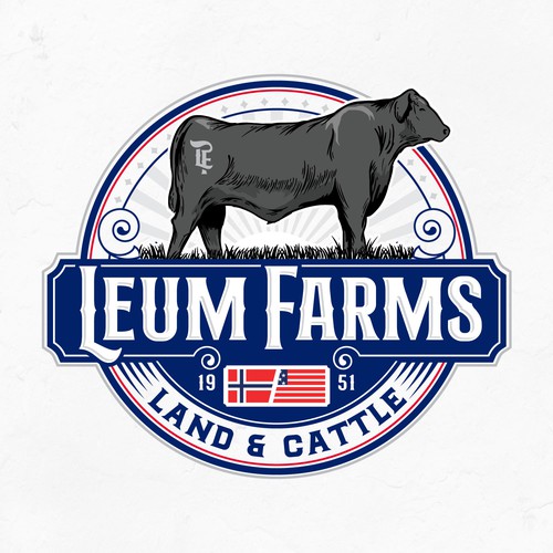 Cow logo with the title 'Powerful logo illuminating a long history of owning land and raising cattle'