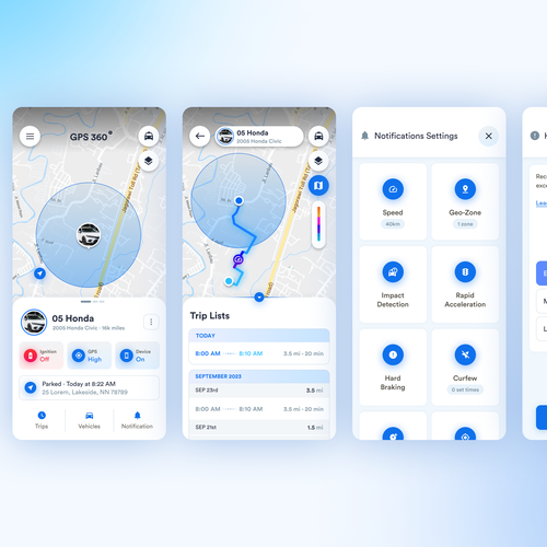 GPS design with the title 'Modern and Stylish GPS Tracking Application'