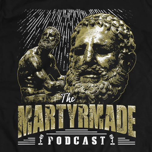 Old school t-shirt with the title 'Podcast Design'