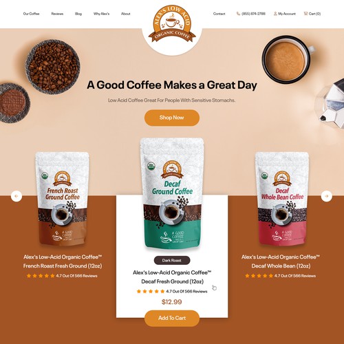 Ecommerce website with the title 'Coffee Website Design'