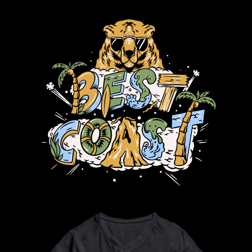 Bear illustration with the title 'Tee illustration'