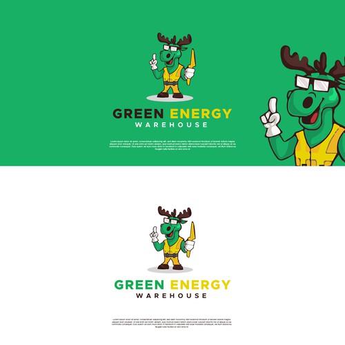 Moose logo with the title 'Green Energy Warehouse Mascot'