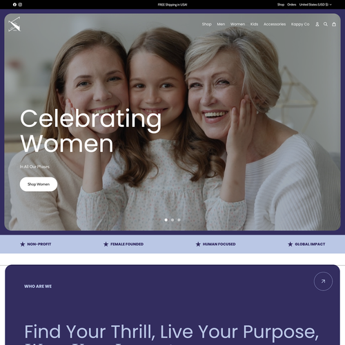 Ecommerce design with the title 'Find Your Thrill Design'