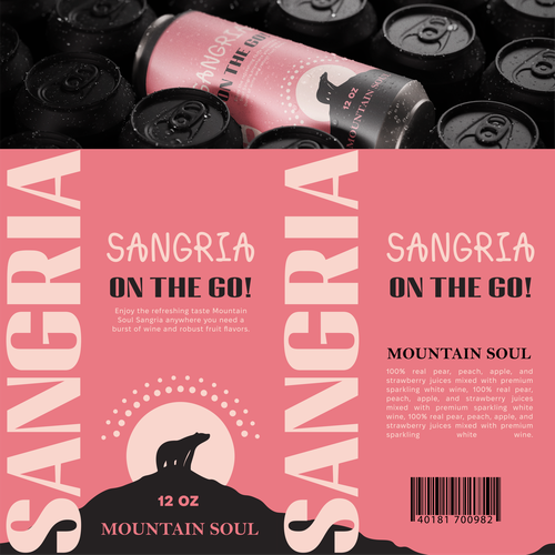 Can packaging with the title 'Sangria design for Mountain Soul'