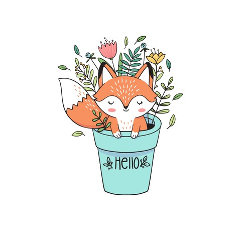 Fox illustration with the title 'Cute fox illustration 🦊 '