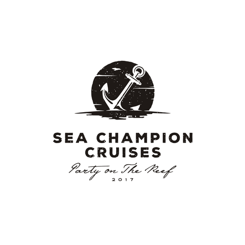 Navy logo with the title 'Rustic Hipster Anchor Logo '