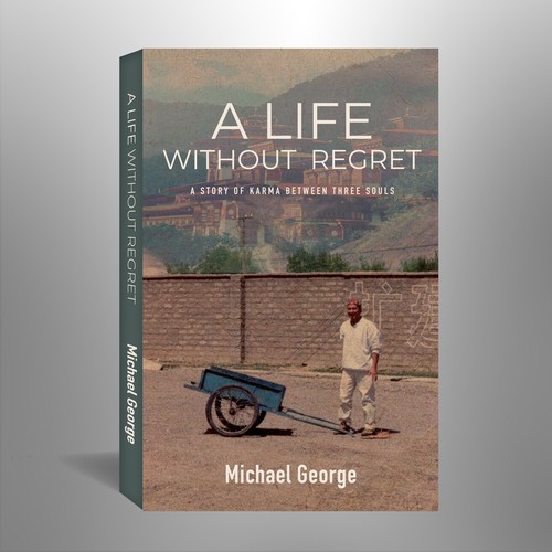 Biography design with the title 'Book cover - A Life Without Regret'