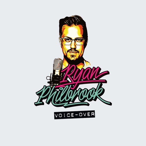 Voice over logo with the title '80ies inspired logo for voice-over and scripting service'