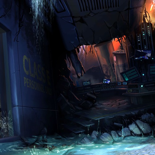 Sci-fi artwork with the title 'Concept Art of Underwater Research Station #2'
