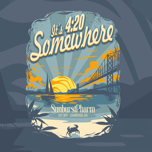 Sunset t-shirt with the title 'it’s 4:20 somewhere'
