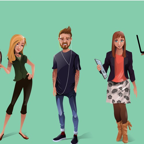 Work design with the title 'Bussines people'