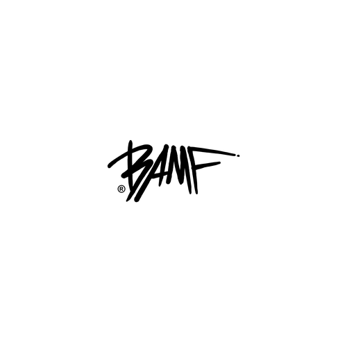 Skater design with the title 'Custom typography design for BAMF skate na BMX community'