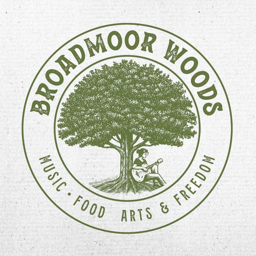 Guitar logo with the title 'Broadmoor Woods Logo Design'