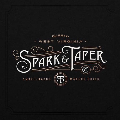 Typographic logo with the title 'Spark & Taper'