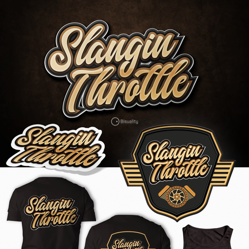Motorbike logo with the title 'Slangin Throttle'