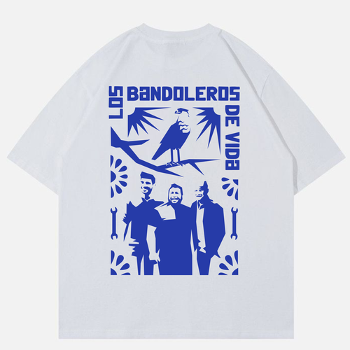Mexican t-shirt with the title 'Los Bandoleros de Vida Graphic Tee'