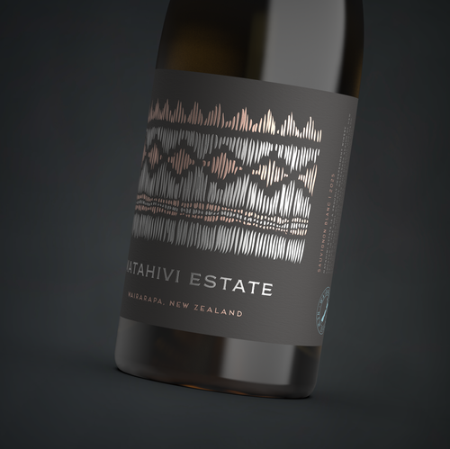 Kiwi design with the title 'NZ Wine Tribal Label Design'