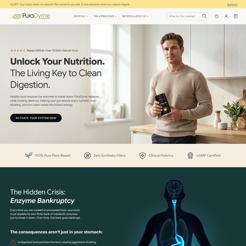 Fitness website with the title 'PuraDyme'