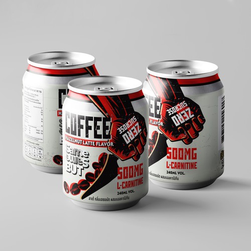 Product packaging with the title 'Coffee Hazelnut latte label for Same Same But'