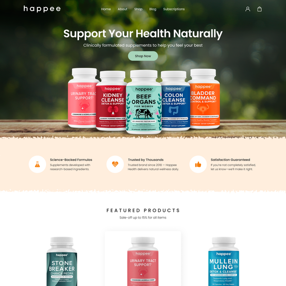 Supplement website with the title 'Health Supplement Shopify Store'