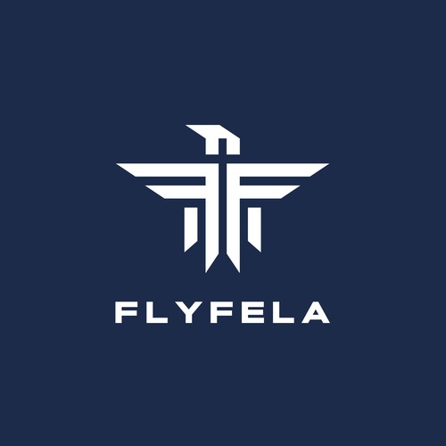 标题为“flyfela”的3D抽象标志