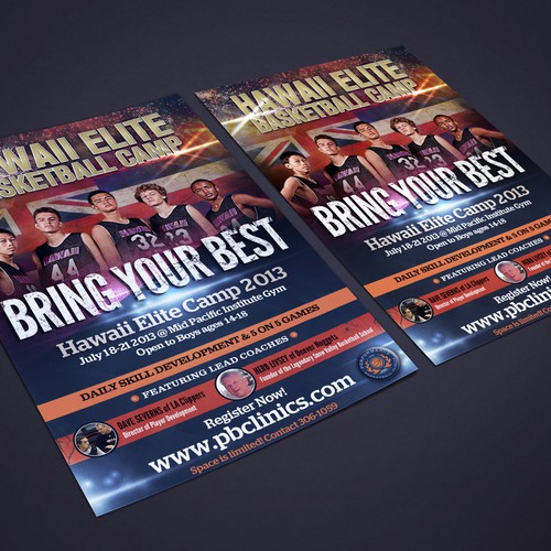 Basketball design with the title 'Create the next postcard or flyer for Performance Basketball Clinics'