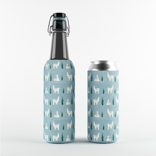 Beer bottle design with the title 'Packaging design for beer koozie'