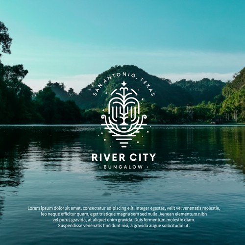 Boat logo with the title 'RIver City Bungalow : unique bungalow in texas'