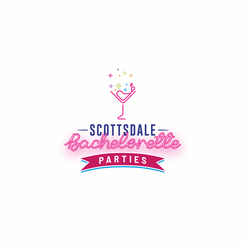 Party logo with the title 'Design fun fresh logo for all encompassing bachelorette party planning in Scottsdale Arizona'