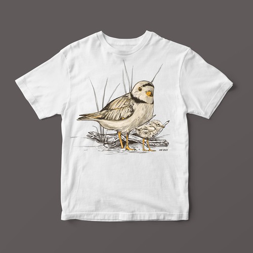 Bird t-shirt with the title 'Piping Plover Bird Tshirt Design - Fundraiser for Wild Bird Health Grants'