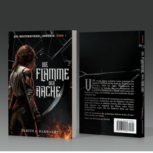 Gothic book cover with the title 'Die Flamme Der Rache book'