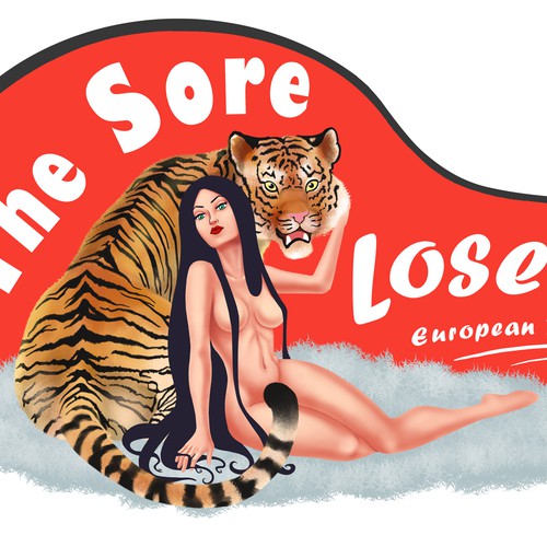 Tiger illustration with the title '6O's italian decal style illustration for the band "The Sore Losers"'