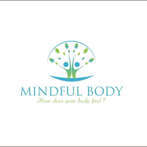Blue and green logo with the title 'Describe a new Health & Fitness concept Mindful Body which works with body through feeling'